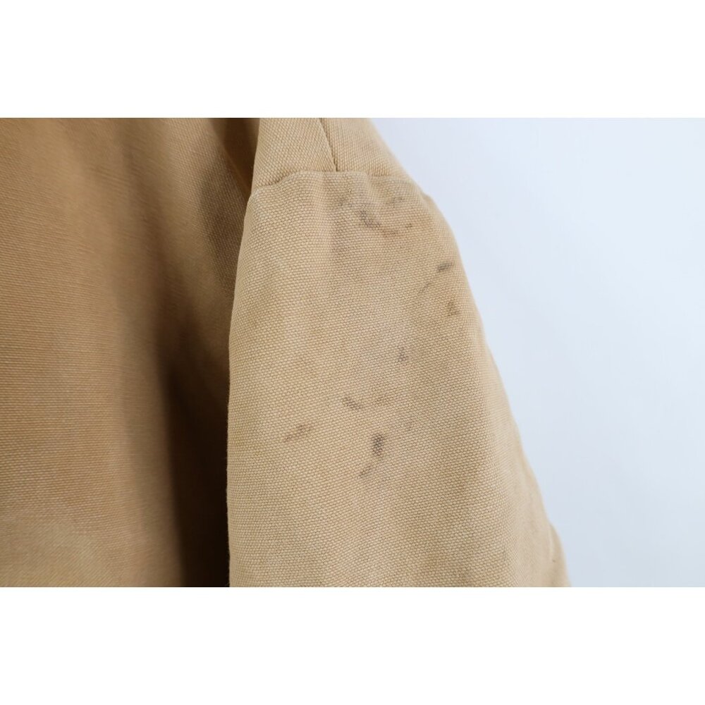 Vtg 90s Y2K Streetwear Mens XL Quilted Canvas Hooded Bomber Jacket Duck Brown - Picture 4 of 16